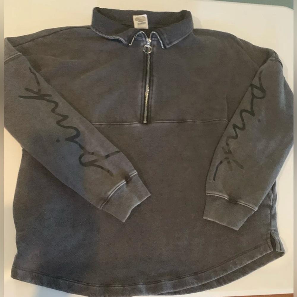 Victoria Secret PINK Soft Gray quarter zip pullover top size S